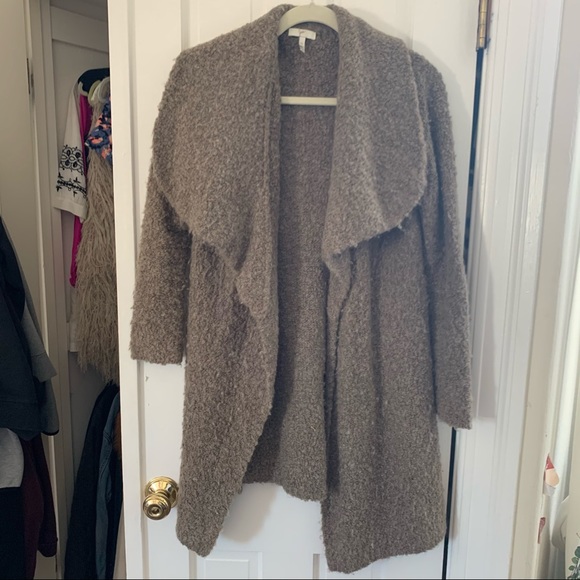 Joie Brown Wool Fuzzy Open Collar Cardigan - Picture 5 of 9